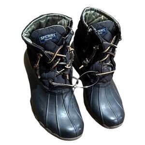 Sperry Black Ankle Boots with Lace-up Design and Waterproof Features